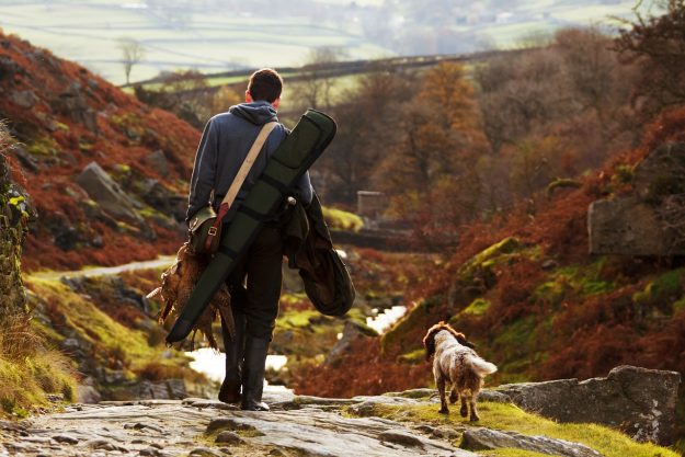 Shotgun man and dog